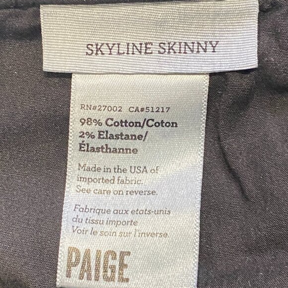 PAIGE Skyline Skinny Jeans  - Size 24 - Black - Picture 5 of 7